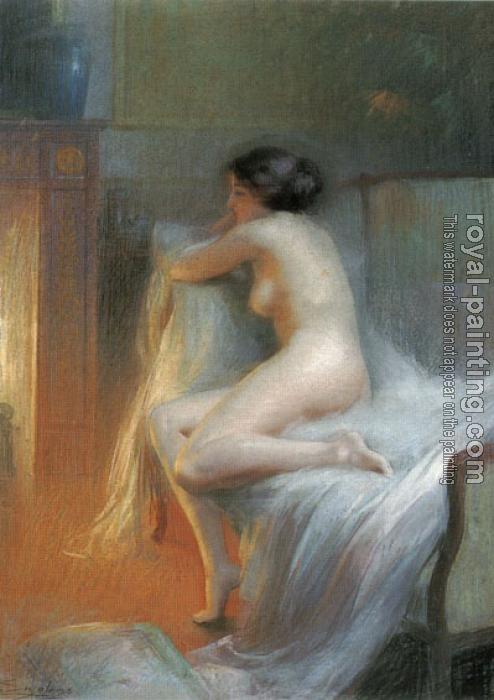 Delphin Enjolras : A Nude Reclining By The Fire